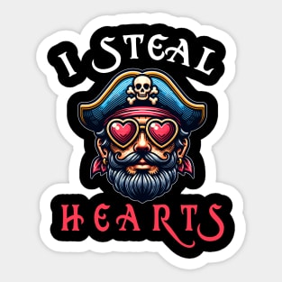 I steal your heart funny pirate Valentine's Day Sticker